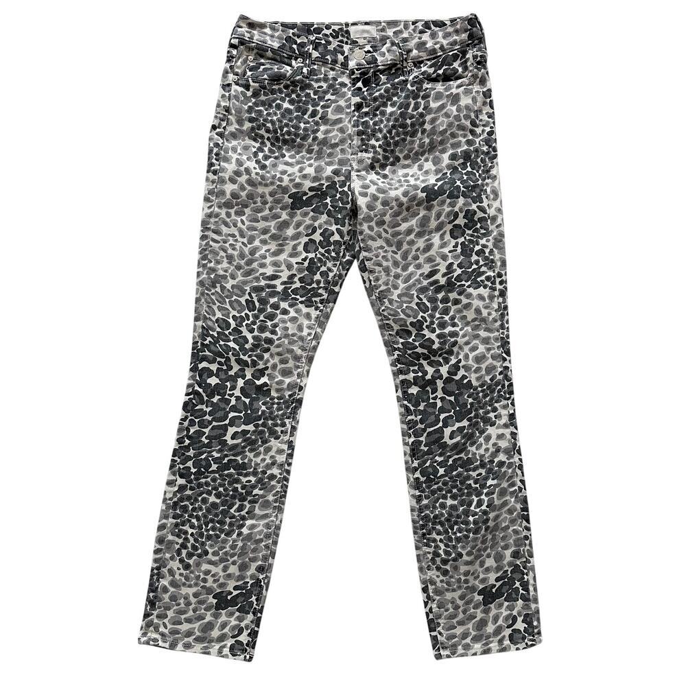 MOTHER Mid Rise Dazzler Ankle Jeans Size 29 Animal Print Skinny Grey - Picture 2 of 14